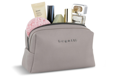 Косметичка BUGATTI БЕЛЛА | BELLA, бежевая, воловья кожа/полиэстер, 19х8,5х11 см