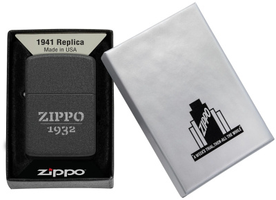Зажигалка ZIPPO 1941 Replica™, с покрытием Black Crackle, черный, матовая, 38x13x57 мм
