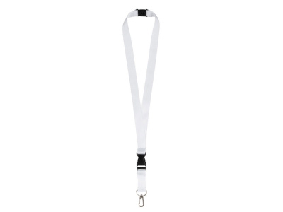 Ланъярд 2 см под сублимацию с карабином, межуровневым замком и замком обрыва, серебристый