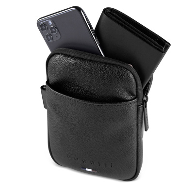 Сумка кросс-боди мужская BUGATTI РИКО | RICO, черная, полиуретан, 15х3х20 см