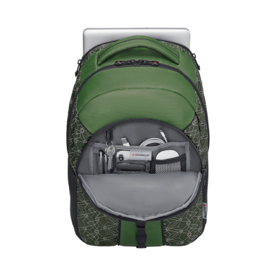 Рюкзак WENGER Sun 16'', зеленый со светоотражающим принтом, полиэстер, 35x27x47 см, 27 л