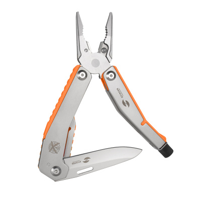 Мультитул Stinger, 105 мм, 8 функций, сталь/АБС-пластик, оранжевый, в картонной коробке, в комплекте нейлоновый чехол