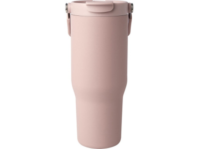 Термостакан Bronx/Бронкс объемом 900 мл из меди и переработанной нержавеющей стали, сертифицированной по стандарту RCS, с вакуумной изоляцией и крышкой с двойной функцией - Пыльно-розовый