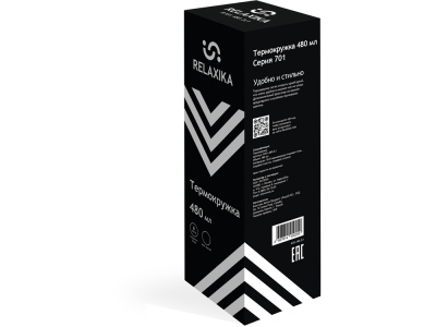 Термокружка Relaxika 701 (0,48 литра), черная (без лого) , размер 480