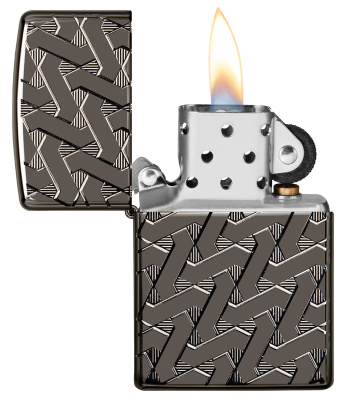 Зажигалка ZIPPO Armor® с покрытием High Polish Black Ice®, латунь/сталь, чёрная, 38x13x57 мм