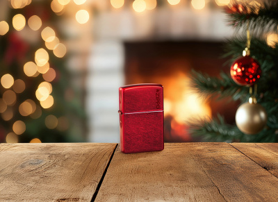 Зажигалка ZIPPO Logo с покрытием Candy Apple Red™, латунь/сталь, красная, глянцевая, 38x13x57 мм