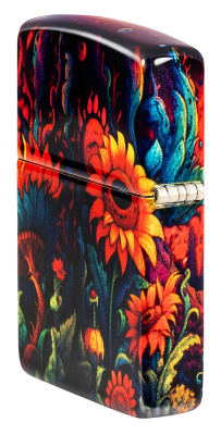 Зажигалка ZIPPO Spooky Sunflower с покрытием 540 Tumbled Brass, латунь/сталь, разноцветная, 38x13x57 мм
