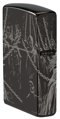 Зажигалка ZIPPO Skull King с покрытием High Polish Black, латунь/сталь, черная, глянцевая, 38x13x57 мм