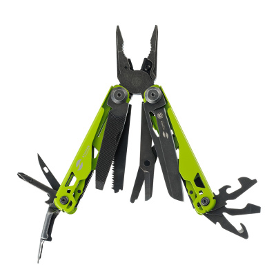 Мультитул Stinger, 107 х 19 мм, 19 функций, сталь, салатовый корпус, стоунвош, в картонной коробке, в комплекте нейлоновый чехол