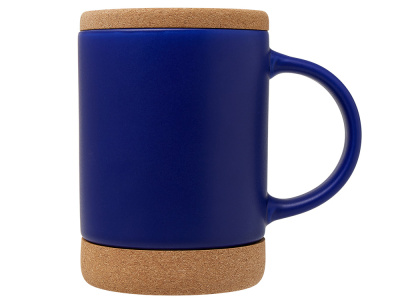 Кружка 450 мл с пробковым дном с крышкой Корк & Бон, глубокий синий