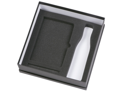 Подарочный набор с блокнотом С2, металлической ручкой и термобутылкой, серый , размер твердая обложка