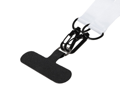 Ланъярд 2 см под сублимацию с 2-мя трендовыми карабинами и узким держателем для телефона из ПЭ, черный