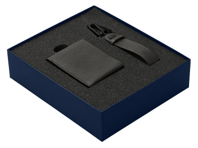 Подарочный набор Long River: кошелек, ремешок для ключей (без лого Long River), синяя коробка , размер Без лого