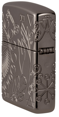 Зажигалка ZIPPO Armor® Wicca Design с покрытием Black Ice®, латунь/сталь, чёрная, 38x13x57 мм