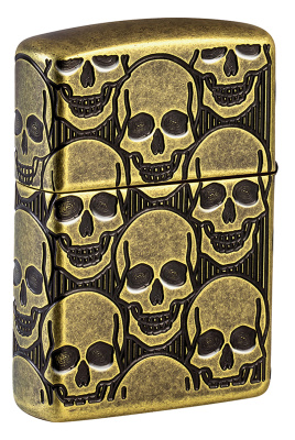 Зажигалка ZIPPO Armor® Cackling Cranium с покрытием Antique Brass, латунь/сталь, золотистая, матовая, 38x13x57 мм