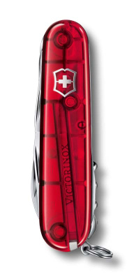 Нож перочинный VICTORINOX Huntsman, 91 мм, 15 функций, полупрозрачный красный