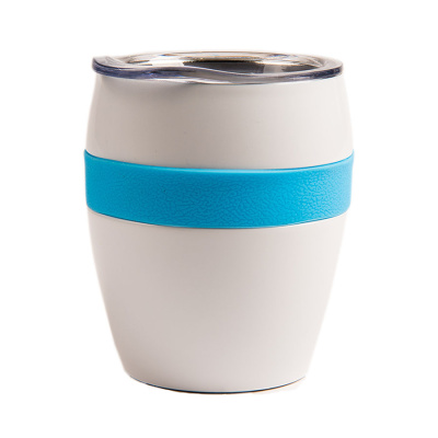 Термокружка LINE, белый/голубой, сталь, 300 мл