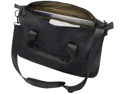 Спортивная сумка для ноутбука с диагональю экрана 15,6 дюйма Turner, изготовленная из переработанных материалов согласно стандарту GRS - сплошной черный