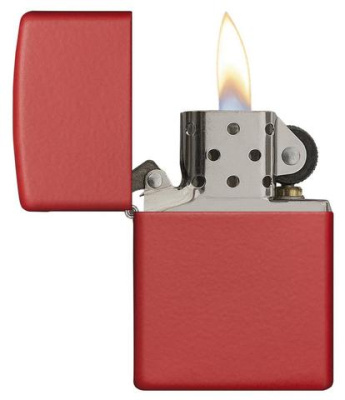Зажигалка ZIPPO Classic с покрытием Red Matte, латунь/сталь, красная, матовая, 38x13x57 мм