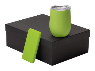 Подарочный набор с термокружкой и повербанком С2, 10000 mAh, зеленое яблоко , размер 10000 mAh