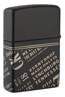 Зажигалка ZIPPO Jack Daniel's с покрытием Black Matte, латунь/сталь, разноцветная, 38x13x57 мм