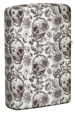 Зажигалка ZIPPO Skeleton с покрытием Glow in the Dark Green, латунь/сталь, серая, 38x13x57 мм