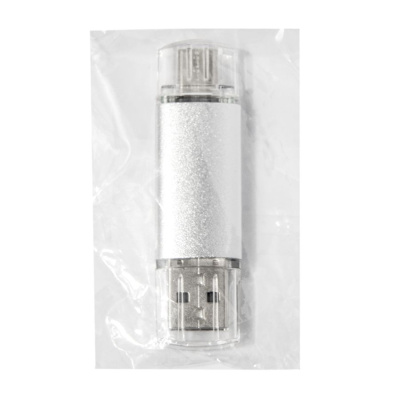 USB flash-карта ASSORTI OTG Type-C (16Гб), серебристая, 6,3х1,7х0,8 см, металл