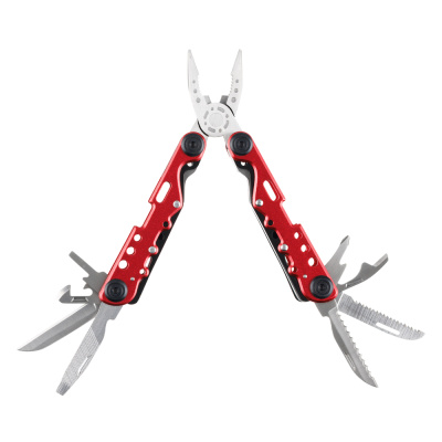 Мультитул Stinger, 105x40 мм, 13 функций, сталь, красно-серебристый, в комплекте нейлоновый чехол