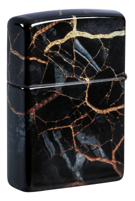 Зажигалка ZIPPO Fusion Marble Design с покрытием 540 Tumbled Chrome, латунь/сталь, черная, 38x13x57 мм