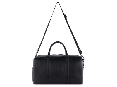 Сумка дорожная BUGATTI КЛАРК | CLARK, чёрная, воловья кожа/полиэстер, 45х20х27,5 см, 24 л