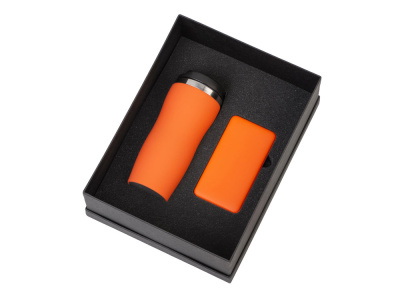 Подарочный набор c вакуумной термокружкой и повербанком С2, оранжевый , размер 10000 mAh