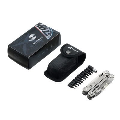 Мультитул Stinger, 110 х 22 мм, 22 функции, сталь, серебристый, в картонной коробке, в комплекте нейлоновый чехол