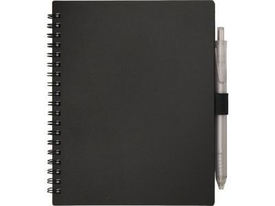 Набор Niove из блокнота из переработанного пластика в мягкой обложке и шариковой ручки (синие чернила) - Черный