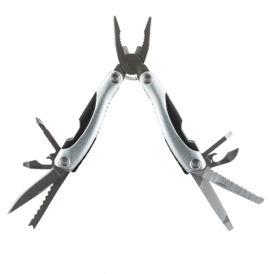 Мультитул Stinger, 100x50 мм, 15 функций, сталь/алюминий/пластик, серебристый, в нейлоновом чехле