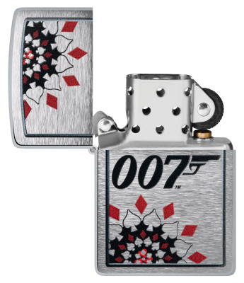 Зажигалка ZIPPO James Bond™ с покрытием Brushed Chrome, латунь/сталь, серебристая, 38x13x57 мм
