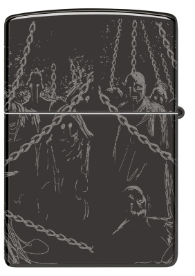 Зажигалка ZIPPO Skull King с покрытием High Polish Black, латунь/сталь, черная, глянцевая, 38x13x57 мм