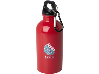 Одностенная бутылка для воды с карабином Oregon, изготовленная из нержавеющей стали, сертифицированной по стандарту RCS, объемом 400 мл - Красный , размер 400 мл