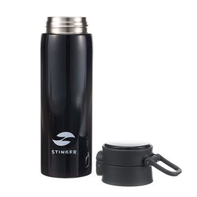 Термокружка Stinger, 0,42 л, сталь/пластик/силикон, чёрный, 6,5 x 7,5 x 21,9 см