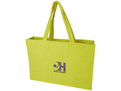 Пляжная эко-сумка Siam объемом 13 л из переработанной махровой ткани, сертифицированной GRS - Лайм