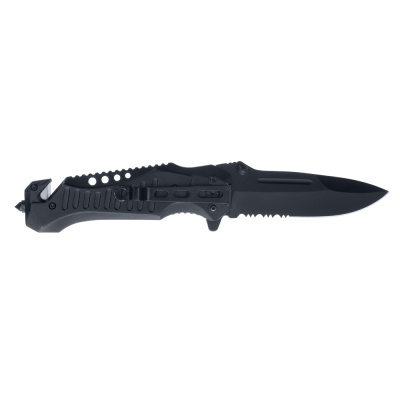 Нож складной Stinger, 90 мм, (чёрный), материал рукояти:сталь/алюминий (серый камуфляж/чёрный)