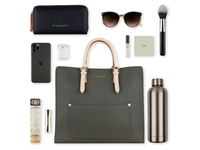 Сумка-шоппер BUGATTI ЭЛЛА | ELLA, оливковая, полиуретан, 37х12х31 см