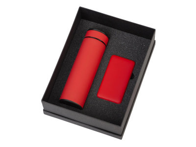 Подарочный набор с термосом и повербанком С1, красный , размер 5000 mAh