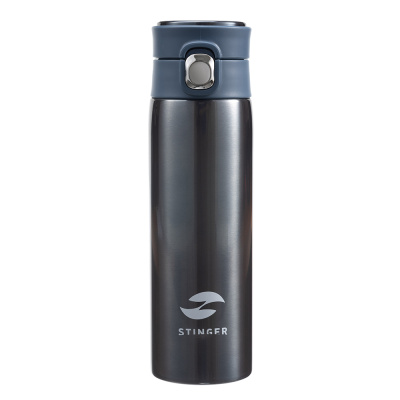 Термокружка Stinger, 0,42 л, сталь/пластик/силикон, синий, 6,5 x 7,5 x 21,9 см