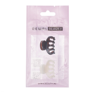 Мини заколка-краб Dewal Beauty 2 шт/ уп., цвет шоколадный/молочный