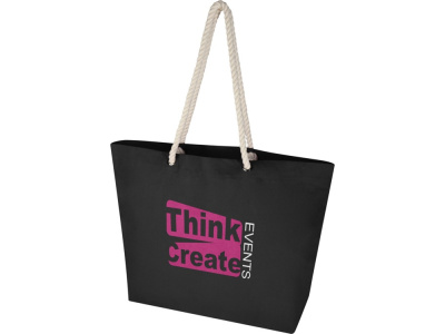 Florida пляжная эко-сумка из переработанного материала, сертифицированного по стандарту GRS, плотностью 270 г/м² 18L - сплошной черный / сплошной черный