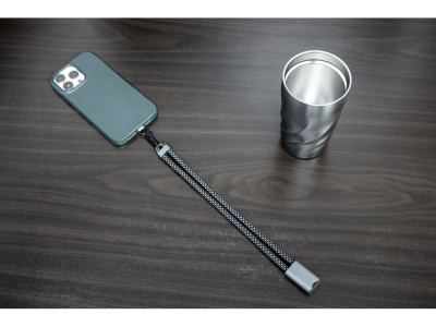 Ремешок-держатель для телефона с зарядным кабелем USB-C - USB-C Lany Wristband Charge Eco, серый