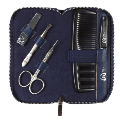 Маникюрный набор GD, 5 пр.(мужской дорожный набор). Футляр: искуcственная кожа, цвет синий