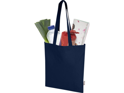 Мадрас Блэнд эко-сумка из переработанного хлопка GRS плотностью 140 г/м² объемом 7 л - Темно-синий