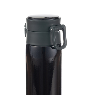 Термокружка Stinger, 0,42 л, сталь/пластик/силикон, чёрный, 6,5 x 7,5 x 21,9 см