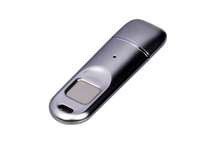 Металлическая флешка со сканером отпечатков пальцев в подарочной упаковке на 128 Гб, серебристый , размер 128Gb